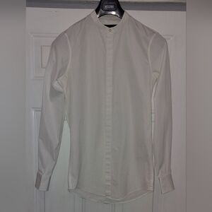DSQUARED2 MEN'S WHITE COTTON BANDED COLLAR LONG SLV SHIRT SIZE 44 MADE I…